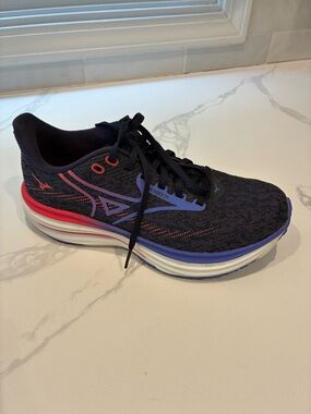 Mizuno Wave Rider 29 Women's Black Running Shoe with Pink & Purple Accents